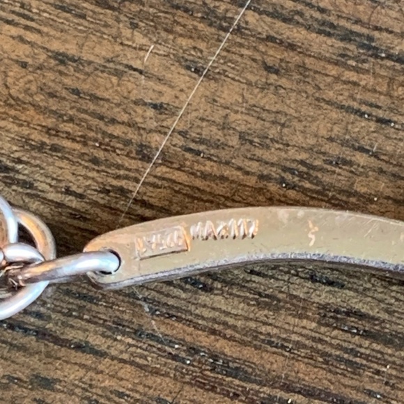 Sterling Silver Bracelet Black Stone Rectangles Link Stamped 925 A1 Artist Vtg - Picture 6 of 10